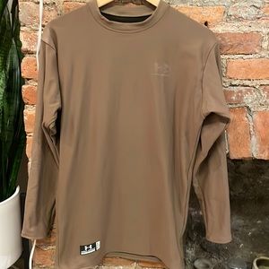 Under Armour Shirt Men's XL Long Sleeve Shirt Tan Tactical Army